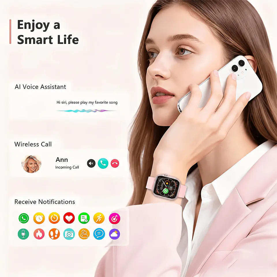 Relógio Inteligente para Homens e Mulheres: Compatível com iPhone e Android, com Chamadas BT, Monitorização do Sono, Resistência à Água IP68, Monitorização de Fitness com Mais de 1... 16