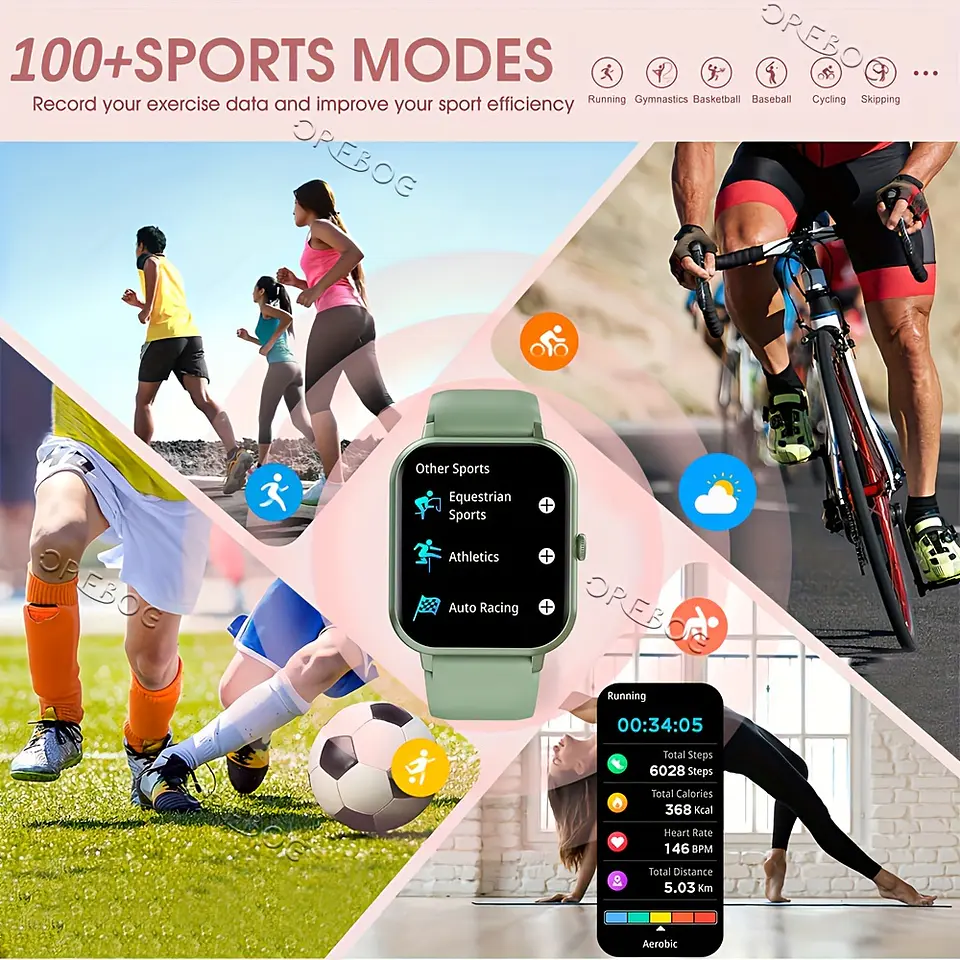 Smartwatch Compatível com Celulares Android/iOS, Monitor de Atividades Físicas com Tela Touchscreen Completa de 1,83", Controle de Voz, Mais de 100 Modos Esportivos, Contador de Pa... 17