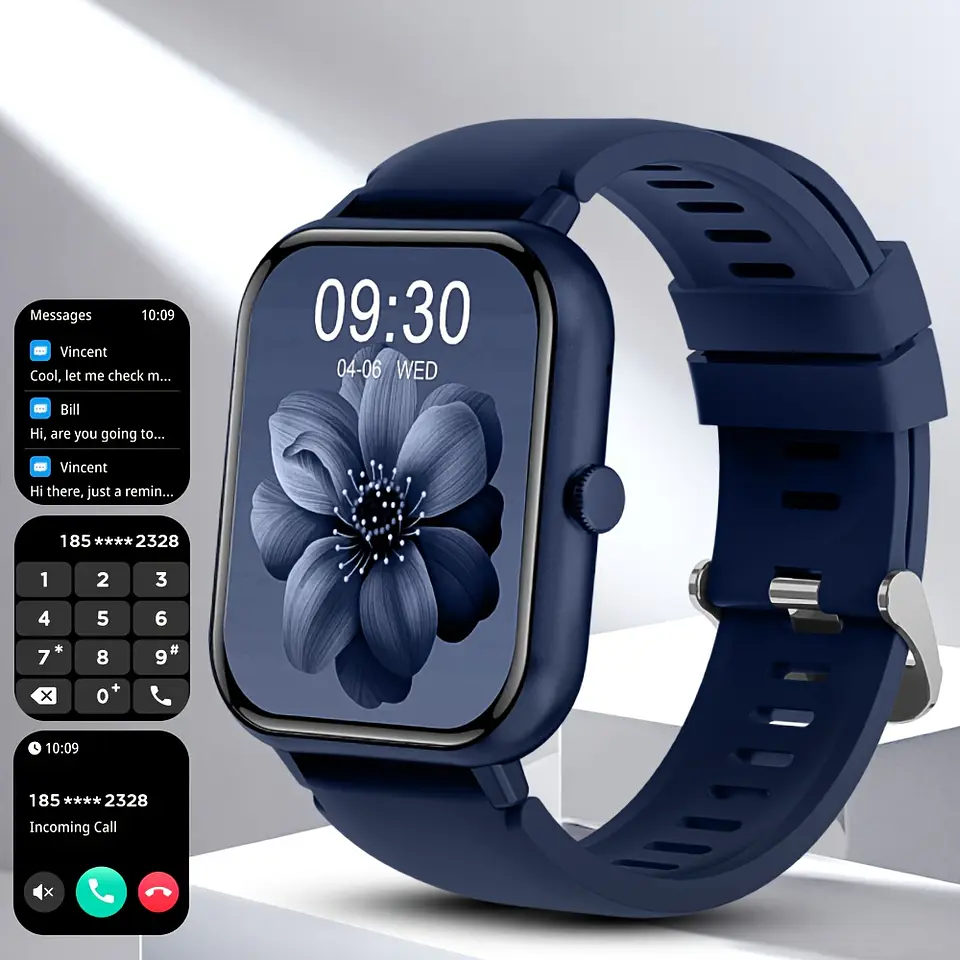 Smartwatch Pro Ecrã Total – Fitness Resistente à Água com Texto e Chamadas, Mais de 100 Modos de Exercício, Pedómetro, Distância e Calorias, Compatível com Android e Telemóvel 1