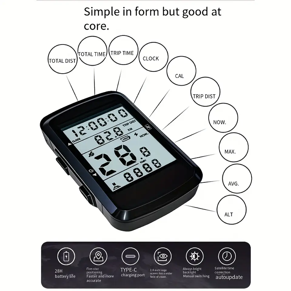 Computador de Ciclismo com GPS e Odômetro Sem Fios, Velocímetro para Bicicleta de Montanha, Carregamento USB, Computador de Ciclismo 3