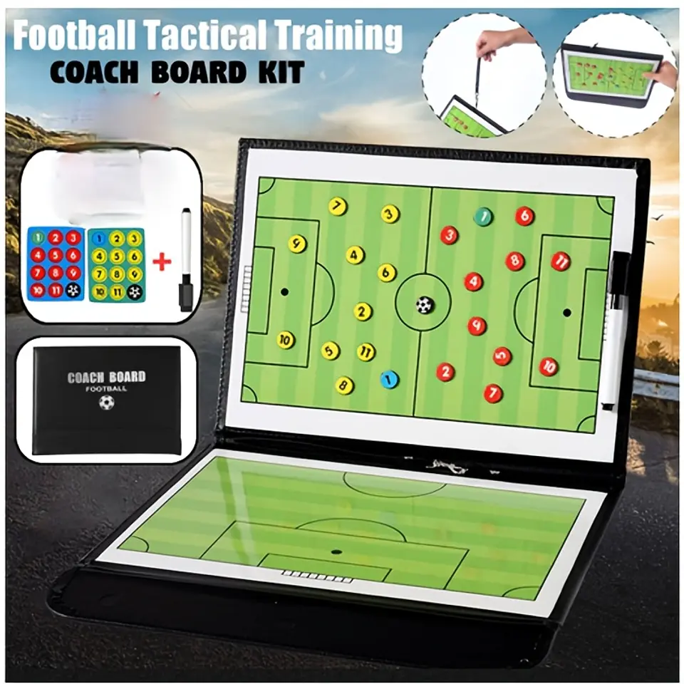 Quadro Tático de Futebol Magnético e Apagável – Quadro de Treino Portátil e Dobrável com Marcadores Magnéticos 1