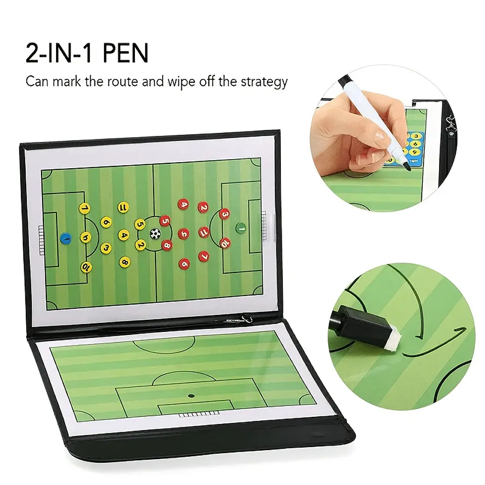 Quadro Tático de Futebol Magnético e Apagável – Quadro de Treino Portátil e Dobrável com Marcadores Magnéticos 6