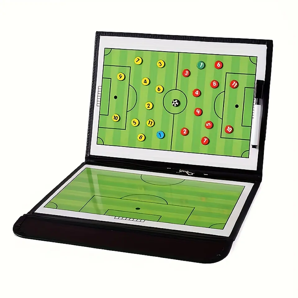 Quadro Tático de Futebol com Três Dobras para Treino em Campo Inteiro e Meio-Campo, Inclui Canetas Magnéticas e Marcador de Pontuação 2