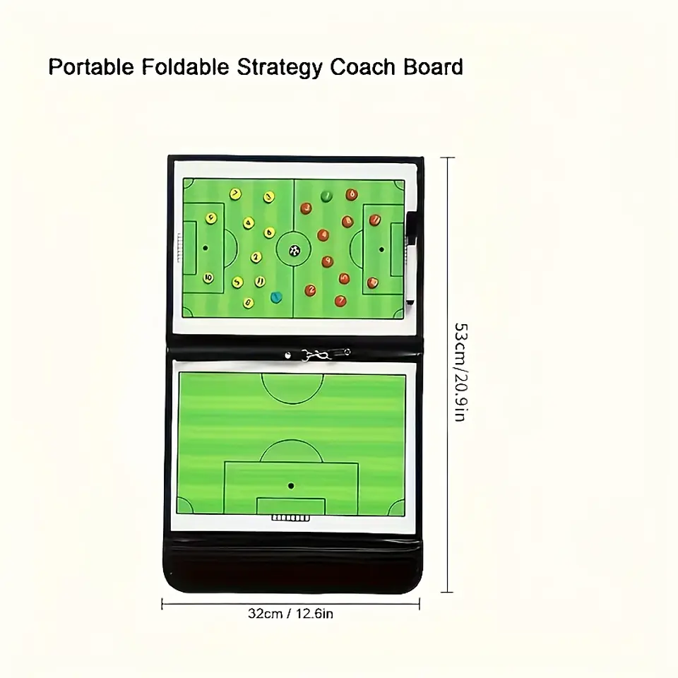 Quadro Tático de Futebol com Três Dobras para Treino em Campo Inteiro e Meio-Campo, Inclui Canetas Magnéticas e Marcador de Pontuação 4