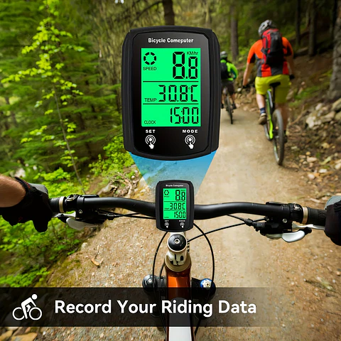 Computador de Bicicleta com Fio, Odômetro de Bicicleta com Fio em MPH e KM/H, Velocímetro de Bicicleta com Sensor de Toque, Grande Ecrã LCD Digital, Despertar Automático