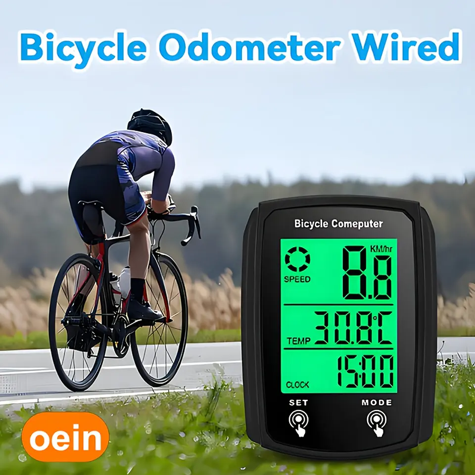 Computador de Bicicleta com Fio, Odômetro de Bicicleta com Fio em MPH e KM/H, Velocímetro de Bicicleta com Sensor de Toque, Grande Ecrã LCD Digital, Despertar Automático 4