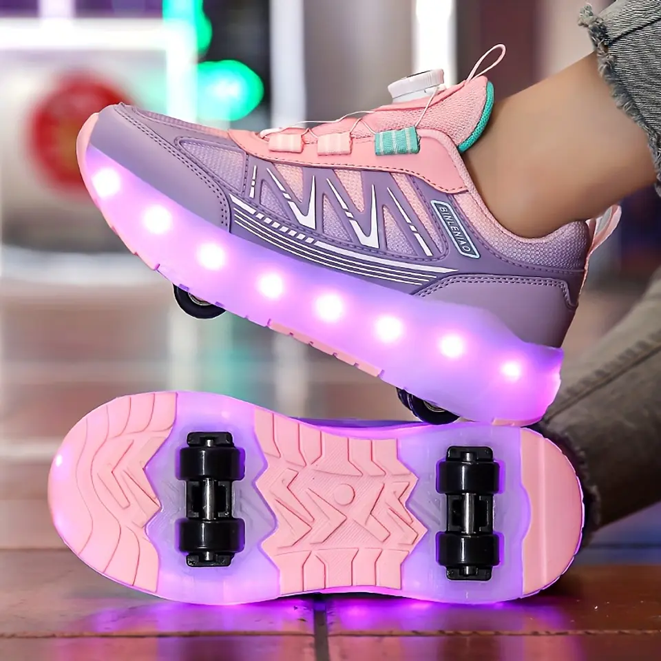 Ténis Patins com LED para Meninas | Luzes Intermitentes Recarregáveis 2