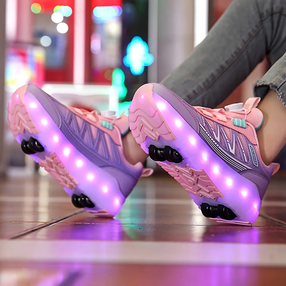 Ténis Patins com LED para Meninas | Luzes Intermitentes Recarregáveis 7
