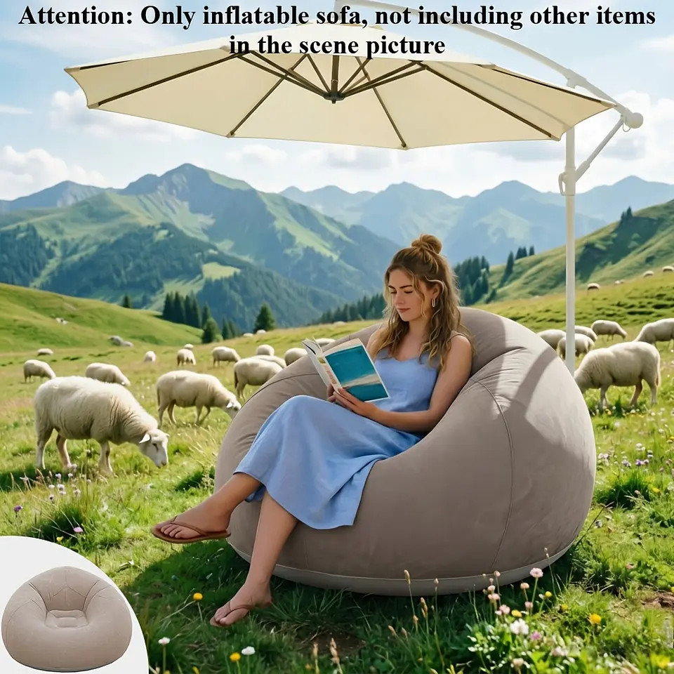 Puff Espreguiçadeira Insuflável Feminina para Uso Interno/Externo - Sofá-Cama Portátil com Apoios de Braço, Oval Estável e Montagem Fácil para Beira de Piscina, Acampamento, Compat... 3