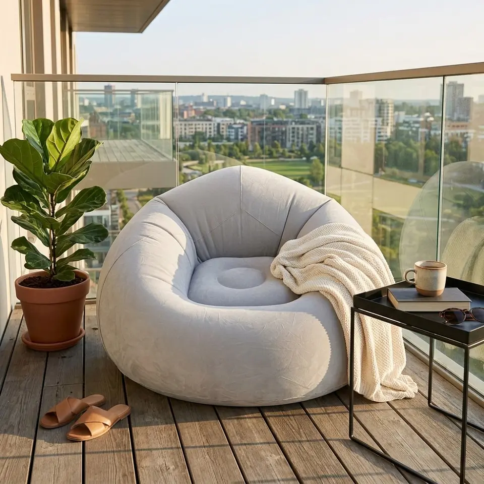 Puff Espreguiçadeira Insuflável Feminina para Uso Interno/Externo - Sofá-Cama Portátil com Apoios de Braço, Oval Estável e Montagem Fácil para Beira de Piscina, Acampamento, Compat... 7