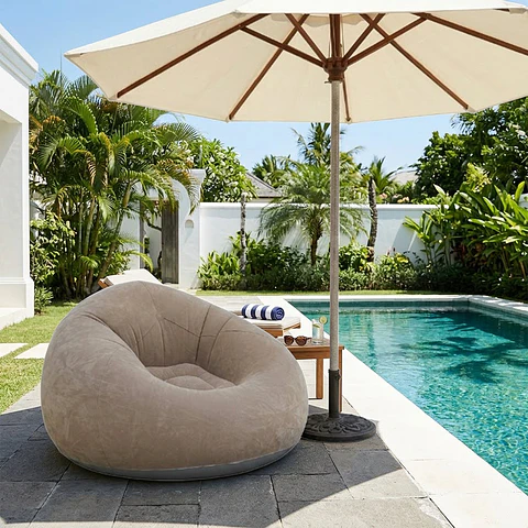Puff Espreguiçadeira Insuflável Feminina para Uso Interno/Externo - Sofá-Cama Portátil com Apoios de Braço, Oval Estável e Montagem Fácil para Beira de Piscina, Acampamento, Compat...
