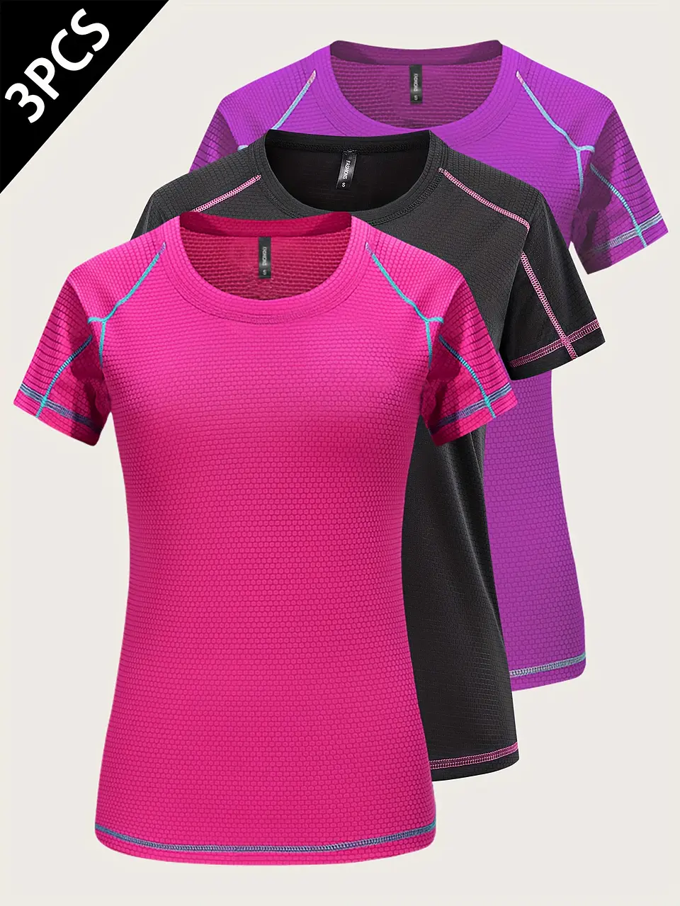 Conjunto 3 Camisetas Desportivas GRIM PANDA | Secagem Rápida para Yoga e Corrida 1
