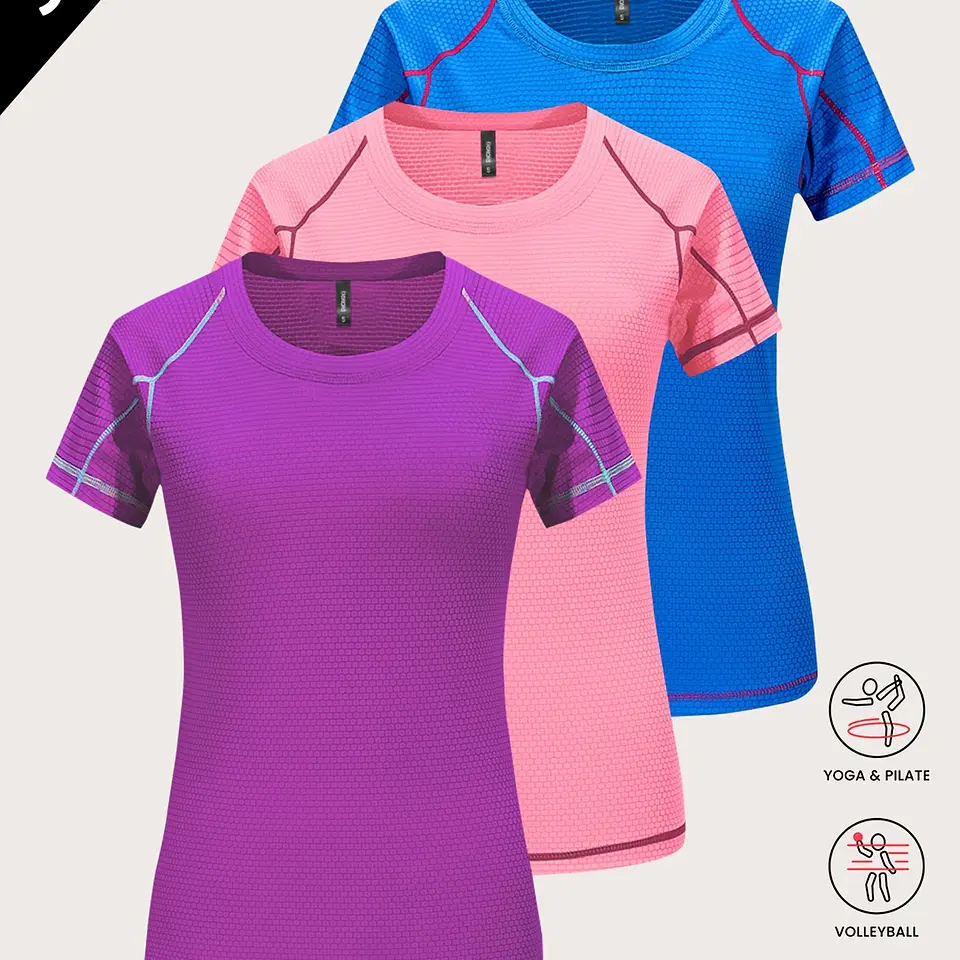 Conjunto 3 Camisetas Desportivas GRIM PANDA | Secagem Rápida para Yoga e Corrida 2