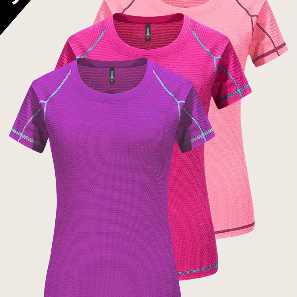 Conjunto 3 Camisetas Desportivas GRIM PANDA | Secagem Rápida para Yoga e Corrida 4
