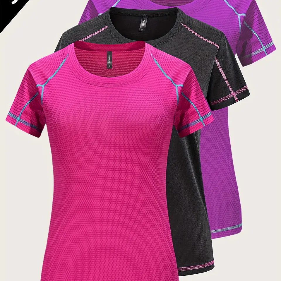 Conjunto 3 Camisetas Desportivas GRIM PANDA | Secagem Rápida para Yoga e Corrida 6