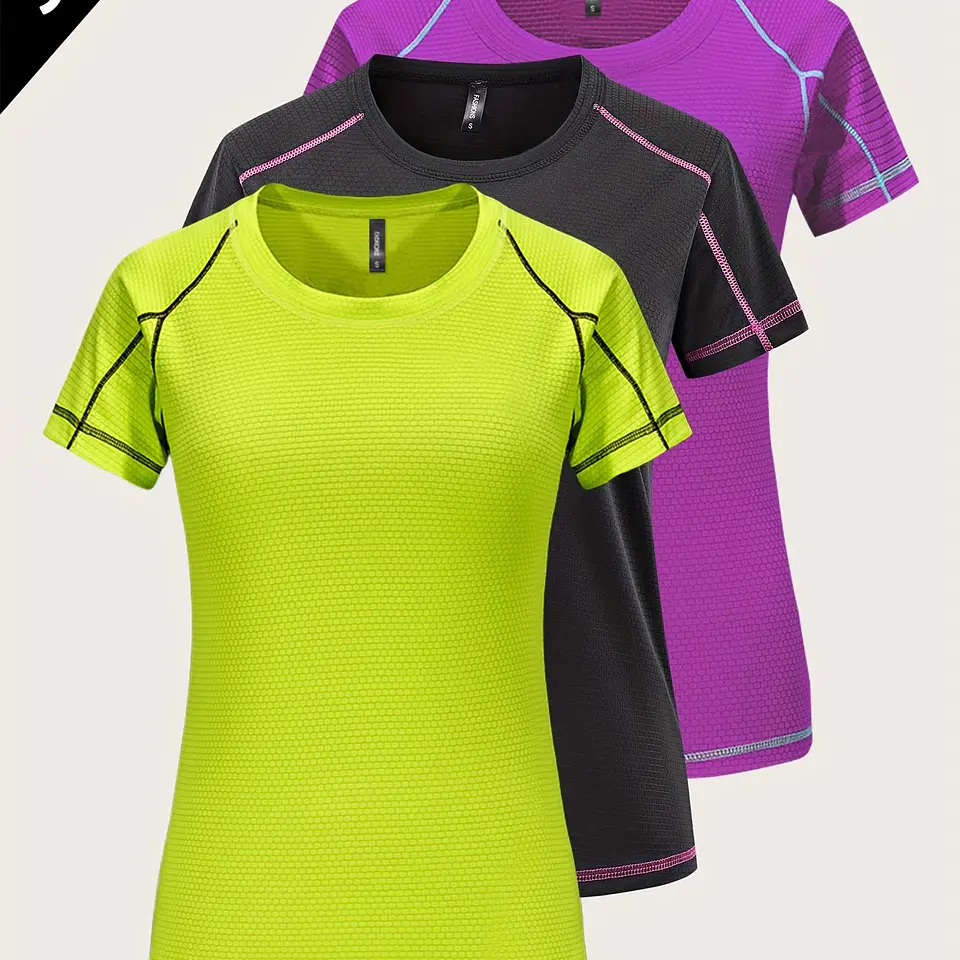 Conjunto 3 Camisetas Desportivas GRIM PANDA | Secagem Rápida para Yoga e Corrida 7