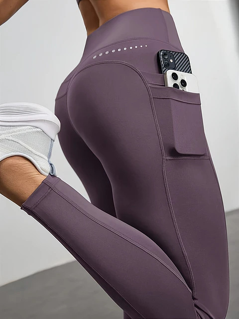 Leggings de Cintura Alta com Bolsos | Efeito Levanta-Bumbum para Corrida e Ginásio 