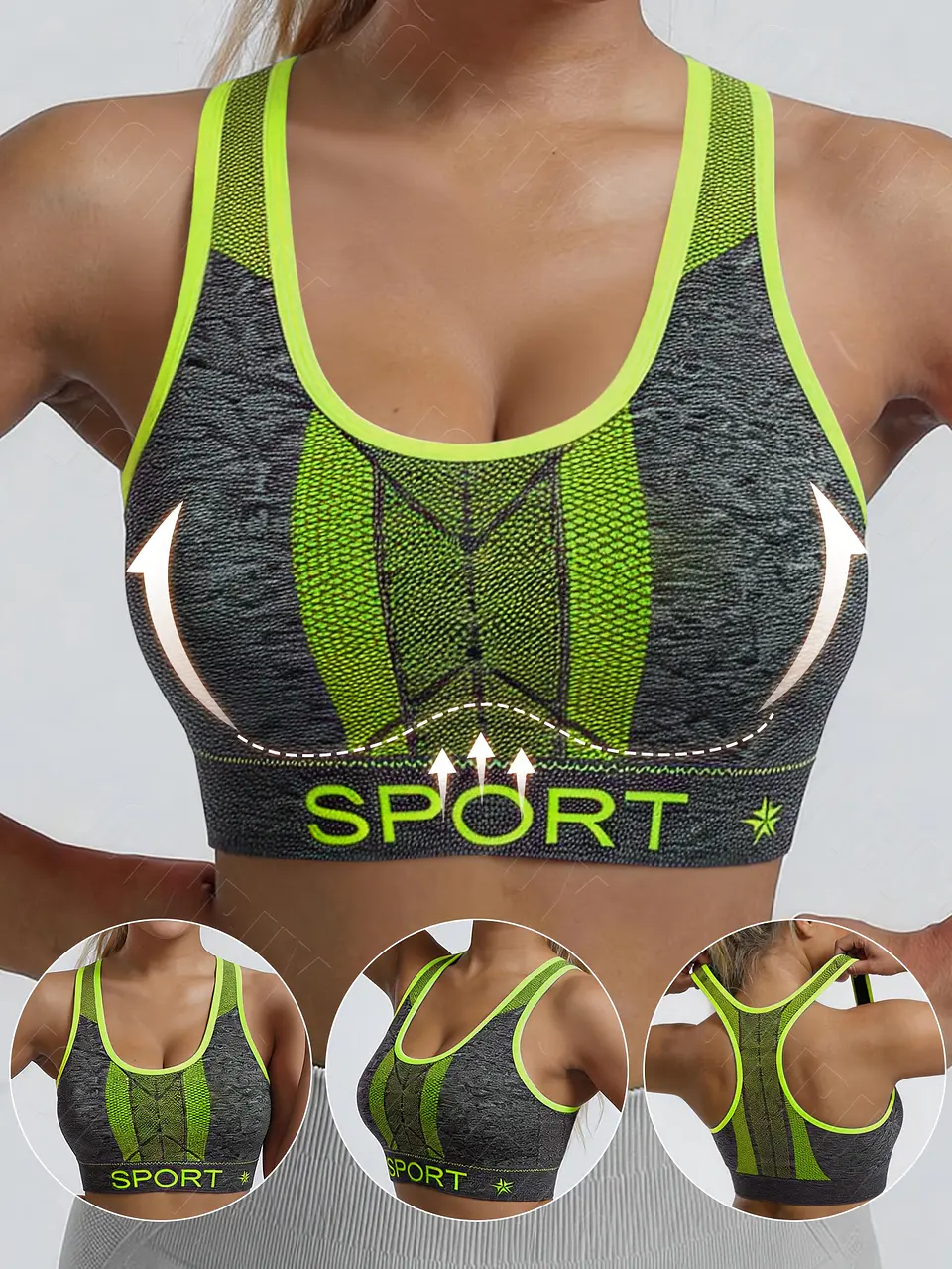Sutiã Desportivo Sem Costura e Cobertura Total para Corrida e Yoga 1