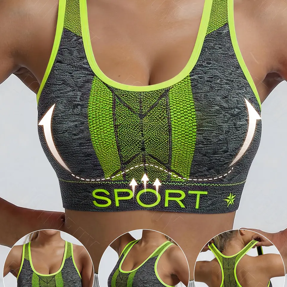 Sutiã Desportivo Sem Costura e Cobertura Total para Corrida e Yoga 2