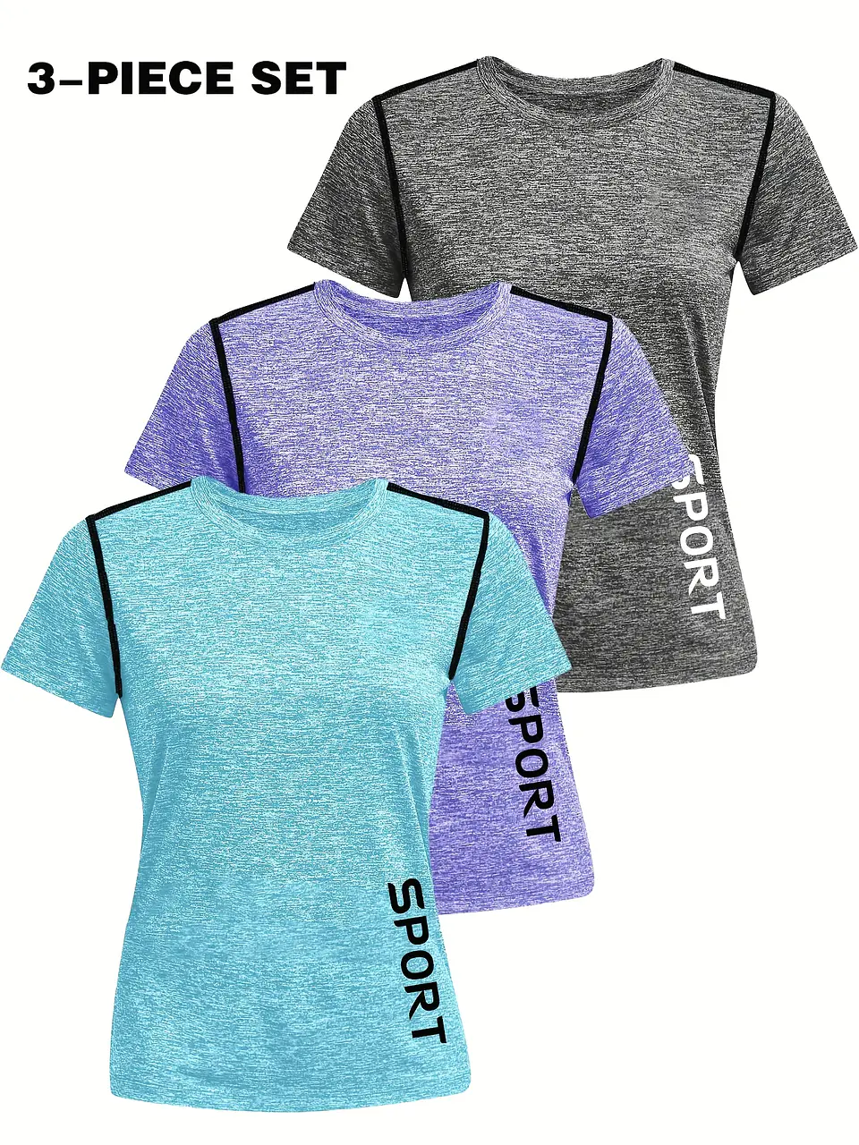 Conjunto 3 Camisetas Yoga e Fitness | Secagem Rápida Sport 1