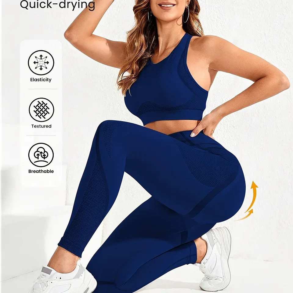 Conjunto Yoga Fitness 2 Peças | Top de Alças e Leggings Elásticas 3