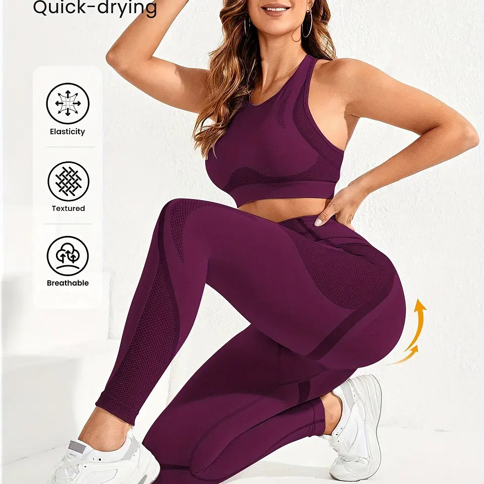 Conjunto Yoga Fitness 2 Peças | Top de Alças e Leggings Elásticas 4