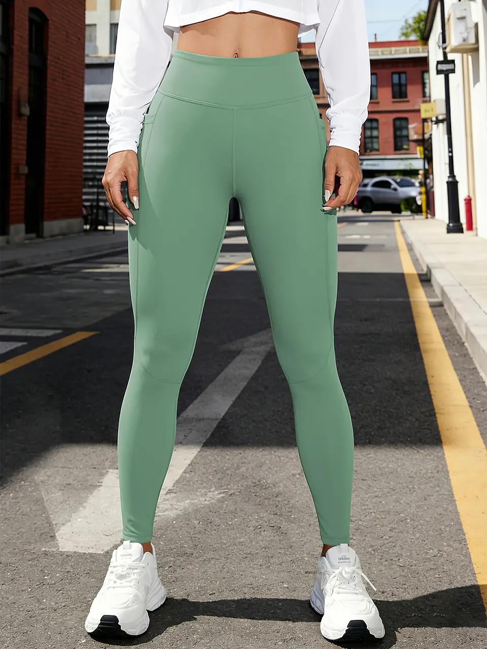 Leggings de Yoga Cintura Alta com Bolsos | Efeito Naked Sensation para Treino  16