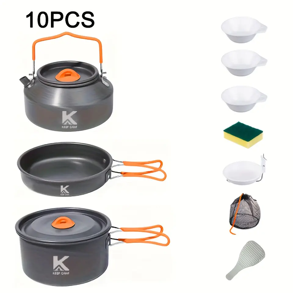 Conjunto de Cozinha 10 Peças | Panelas e Frigideira para Campismo 3