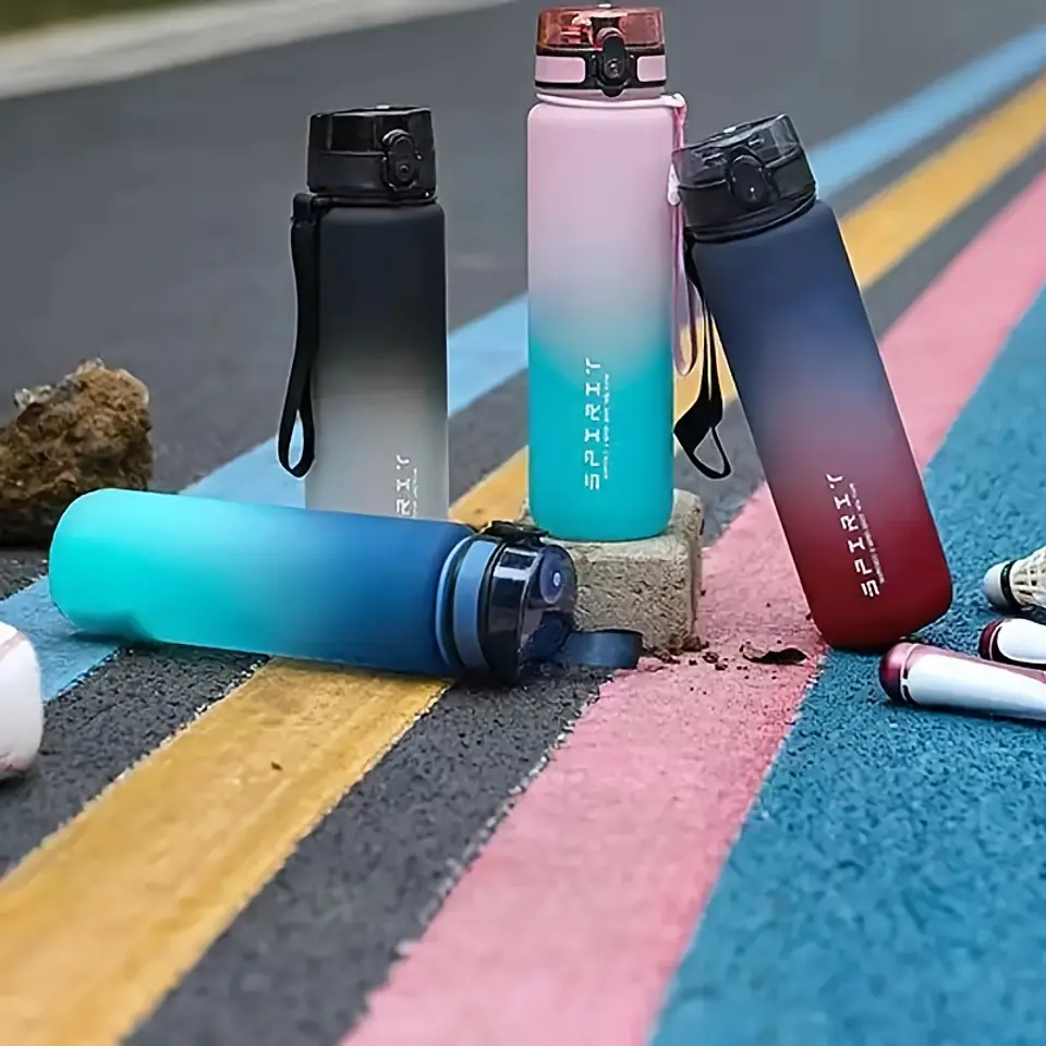 Garrafa de Água Desportiva com Design Flip | 650ml/1L com Cor Gradiente 7