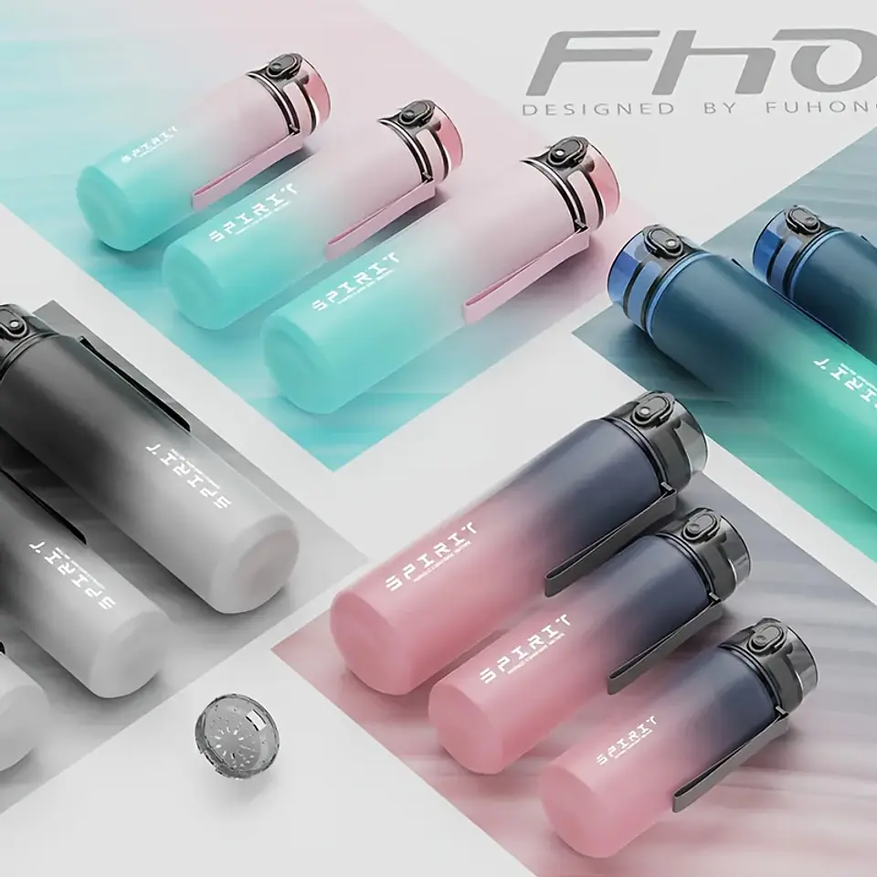 Garrafa de Água Desportiva com Design Flip | 650ml/1L com Cor Gradiente 9