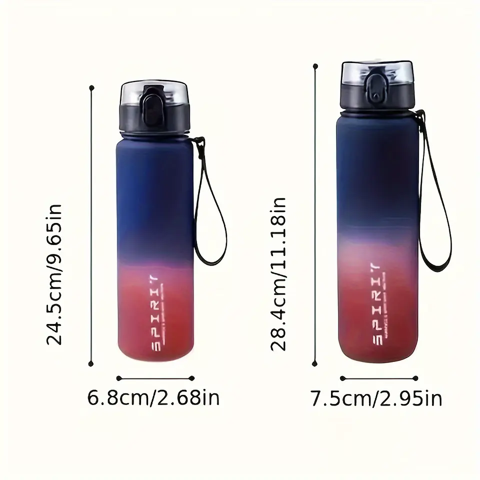 Garrafa de Água Desportiva com Design Flip | 650ml/1L com Cor Gradiente 14