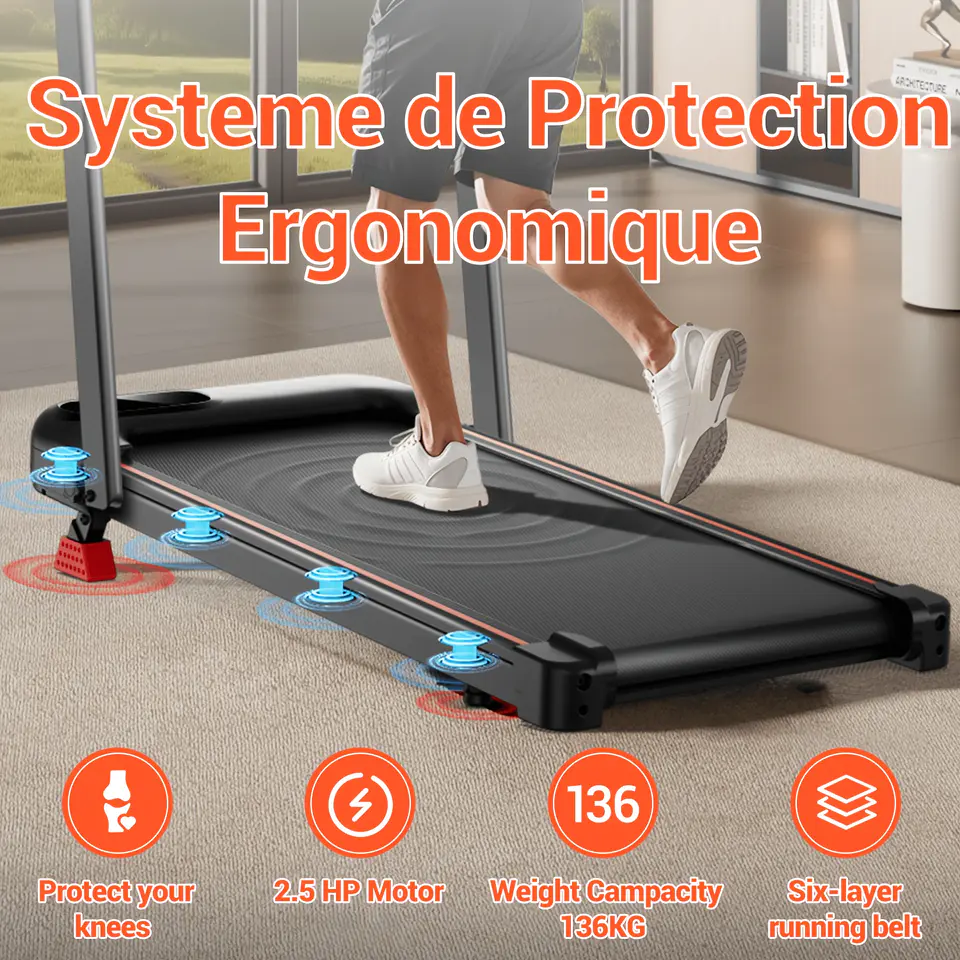 Tapete de Caminhada 3-em-1 | 15% Inclinação e Motor Silencioso 2.5HP 3