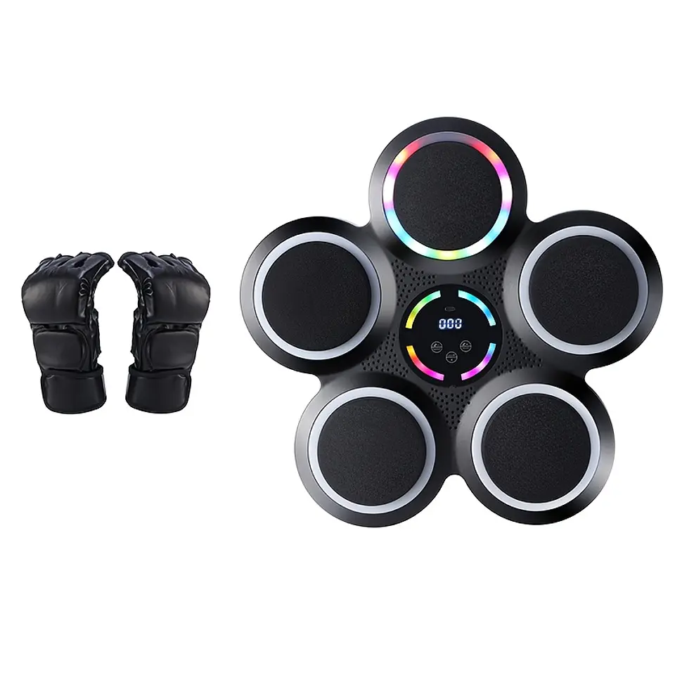  Máquina de Boxe Musical Inteligente | Treinador de Parede com Luvas e Luzes LED 2