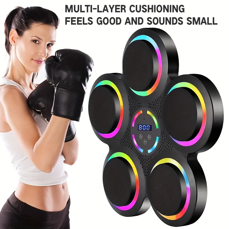  Máquina de Boxe Musical Inteligente | Treinador de Parede com Luvas e Luzes LED 4