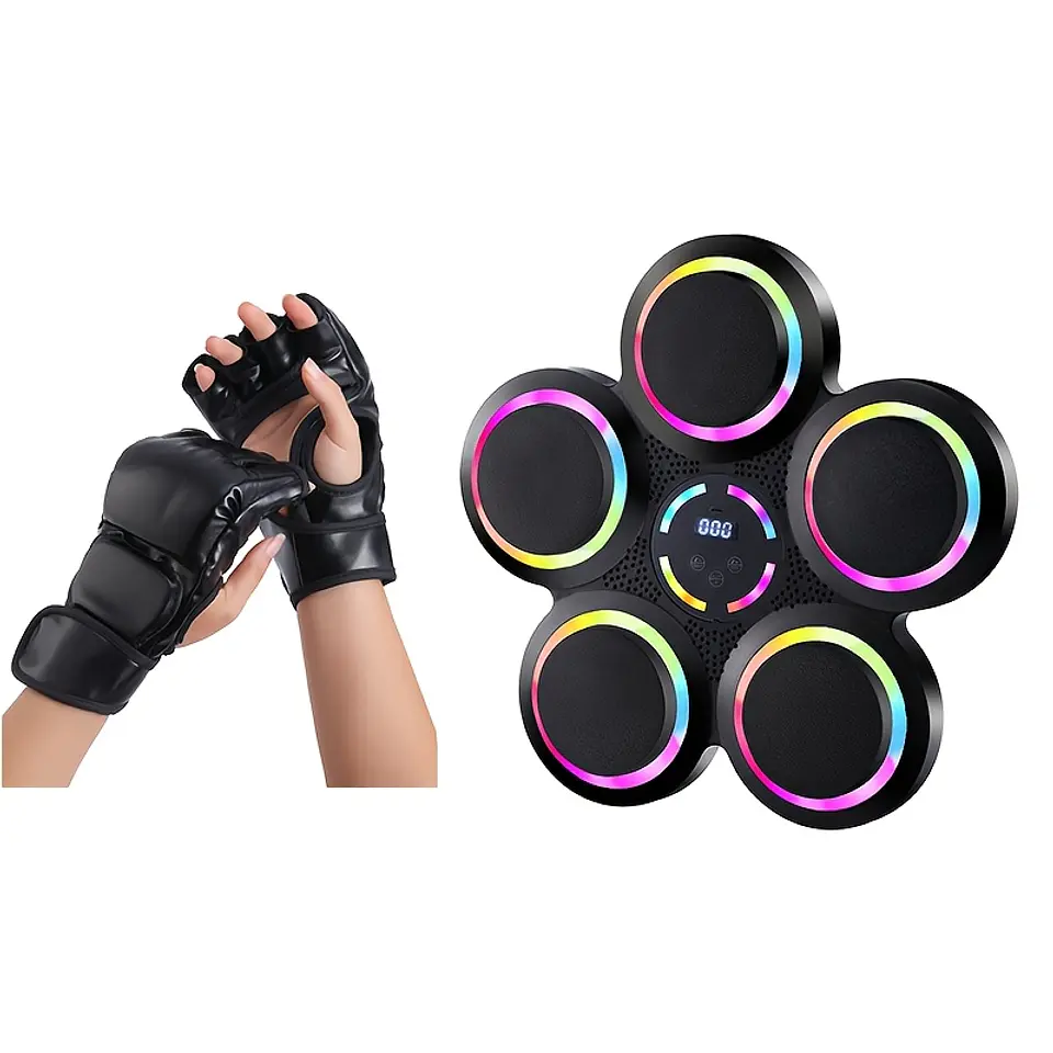  Máquina de Boxe Musical Inteligente | Treinador de Parede com Luvas e Luzes LED 5