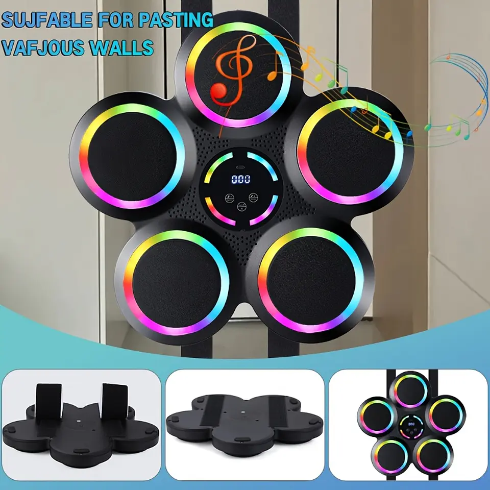  Máquina de Boxe Musical Inteligente | Treinador de Parede com Luvas e Luzes LED 10