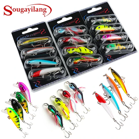 Conjunto de Wobblers Sougayilang 4 Unidades | Anzóis Anticorrosão para Bass e Carpa