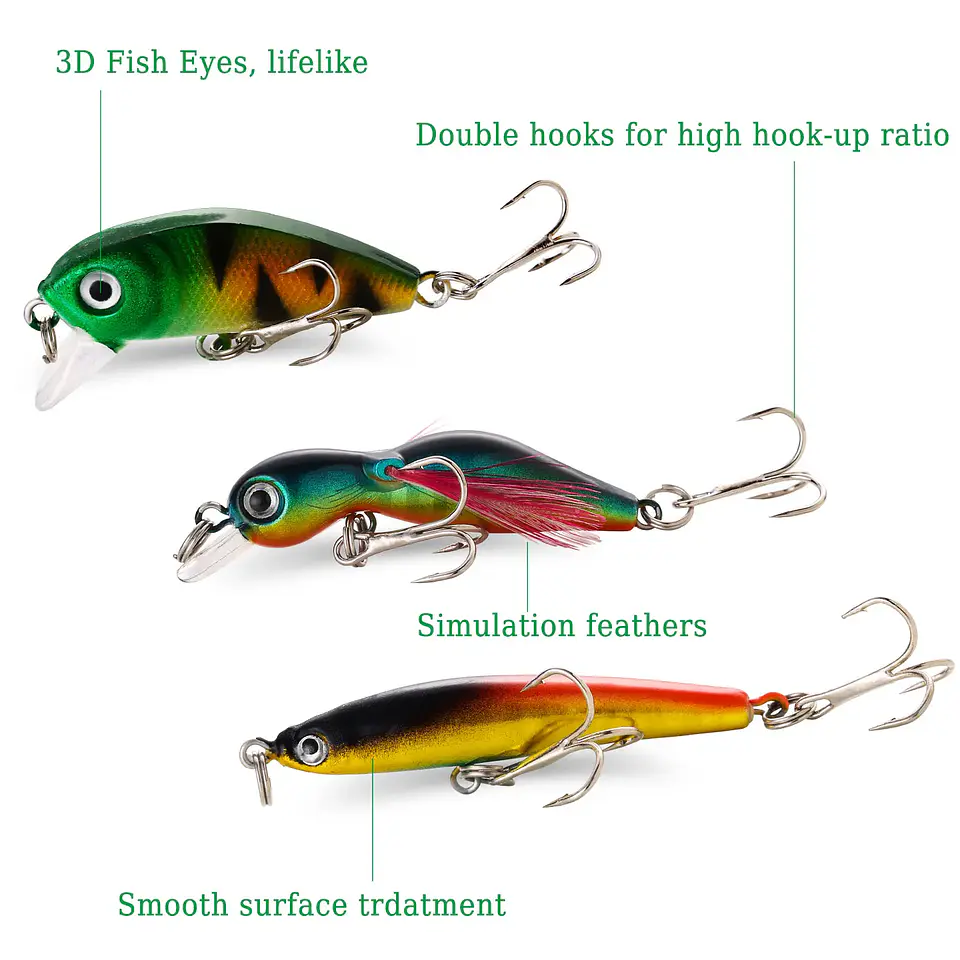 Conjunto de Wobblers Sougayilang 4 Unidades | Anzóis Anticorrosão para Bass e Carpa 2