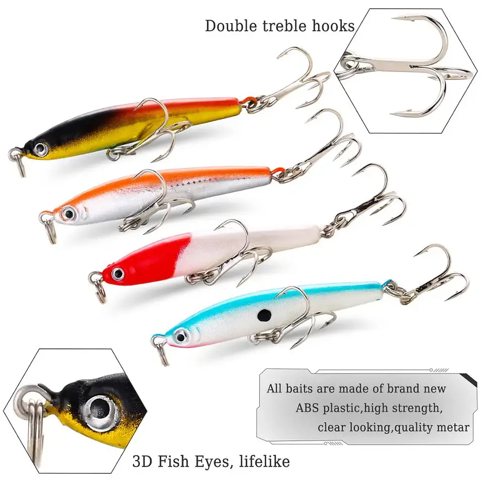 Conjunto de Wobblers Sougayilang 4 Unidades | Anzóis Anticorrosão para Bass e Carpa 6