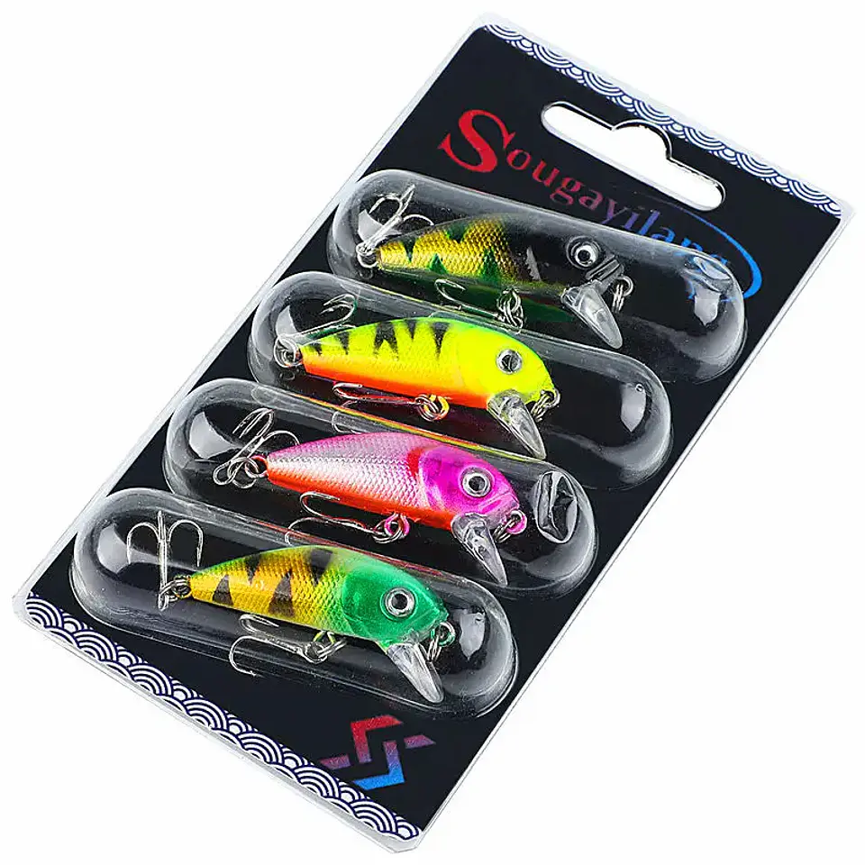 Conjunto de Wobblers Sougayilang 4 Unidades | Anzóis Anticorrosão para Bass e Carpa 9