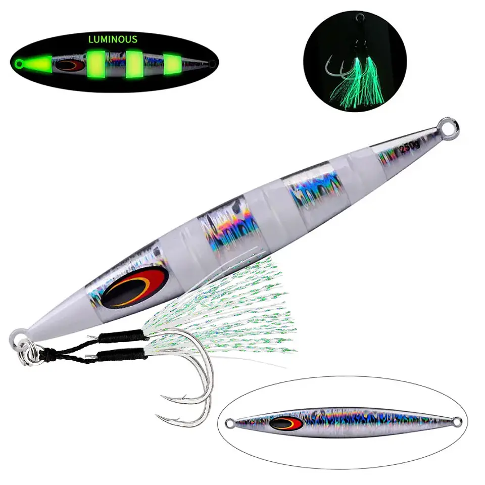 Isco Vertical 200g | Afundamento Lento e Efeito Luminoso para Pesca de Mar 6