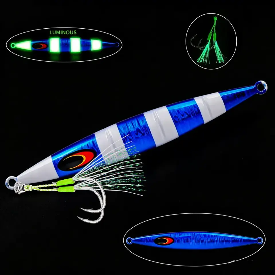 Isco Vertical 200g | Afundamento Lento e Efeito Luminoso para Pesca de Mar 8