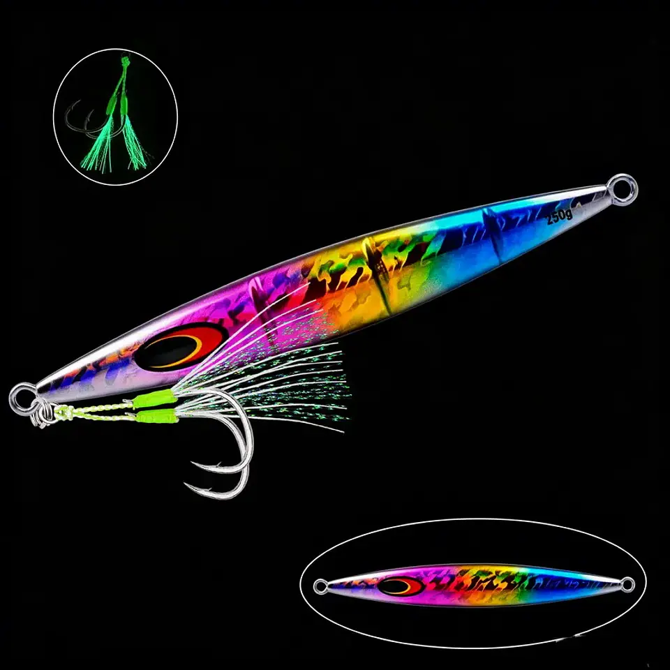 Isco Vertical 200g | Afundamento Lento e Efeito Luminoso para Pesca de Mar 9