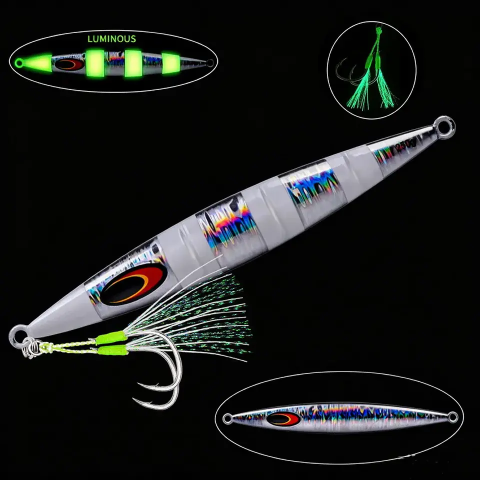 Isco Vertical 200g | Afundamento Lento e Efeito Luminoso para Pesca de Mar 10