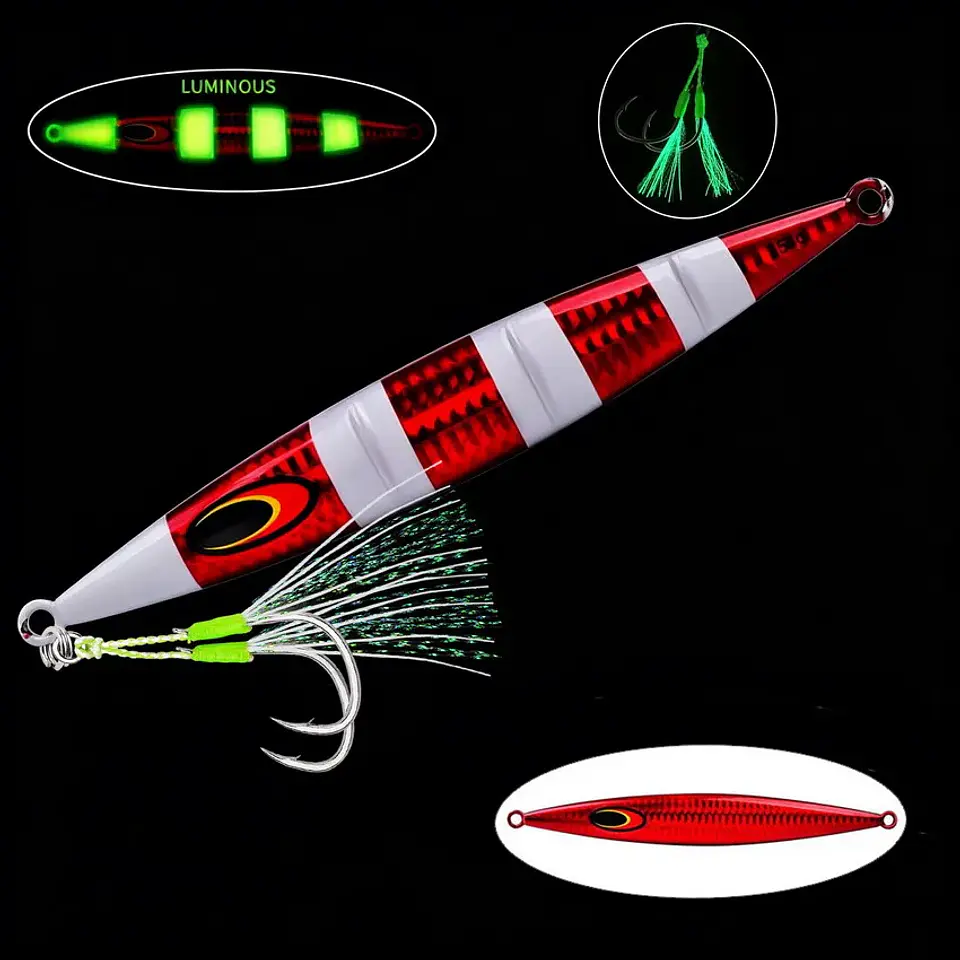 Isco Vertical 200g | Afundamento Lento e Efeito Luminoso para Pesca de Mar 11