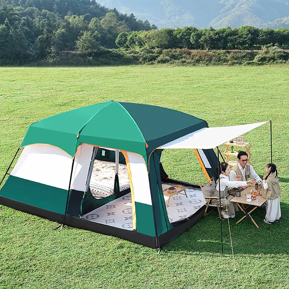Tenda de Campismo 2 Quartos + Sala | 4-12 Pessoas com Abertura Automática 1