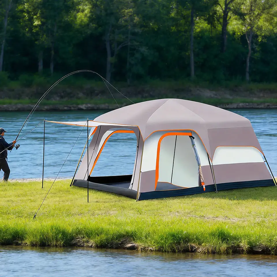 Tenda de Campismo 2 Quartos + Sala | 4-12 Pessoas com Abertura Automática 7