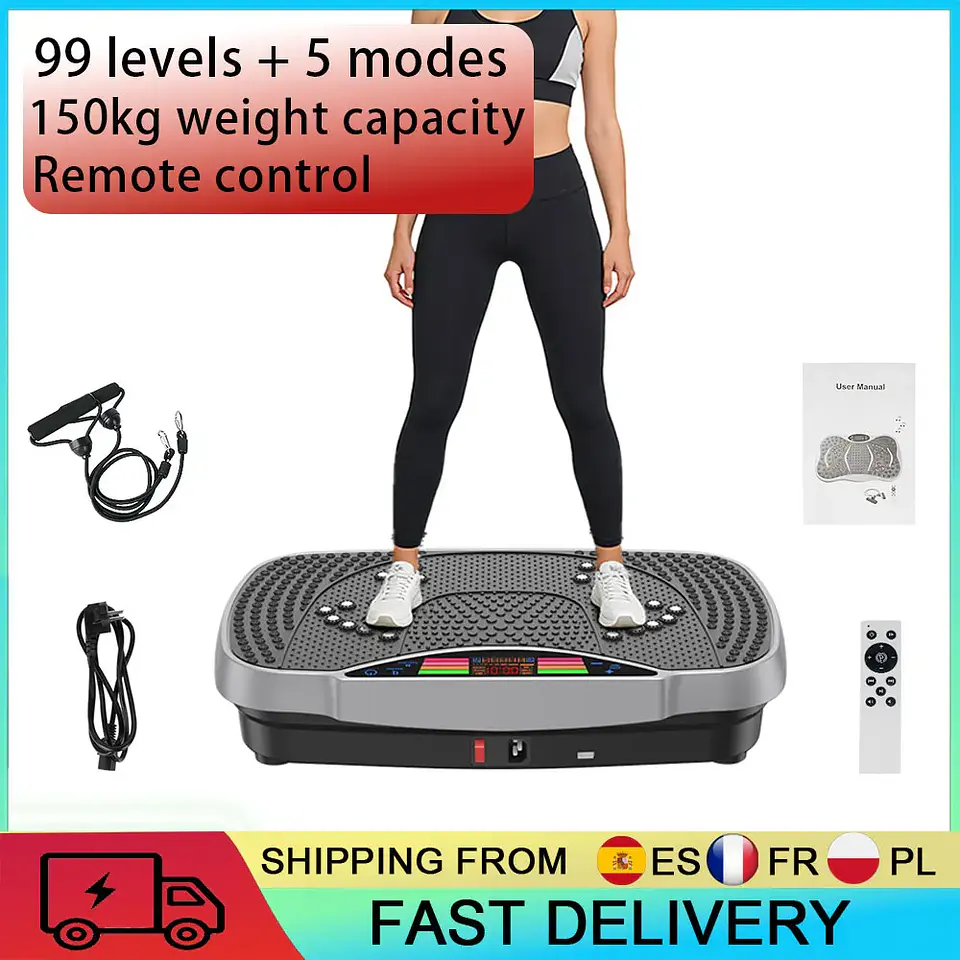 Plataforma de Vibração 99 Níveis | Motor Silencioso e Controlo Remoto para Fitness 4
