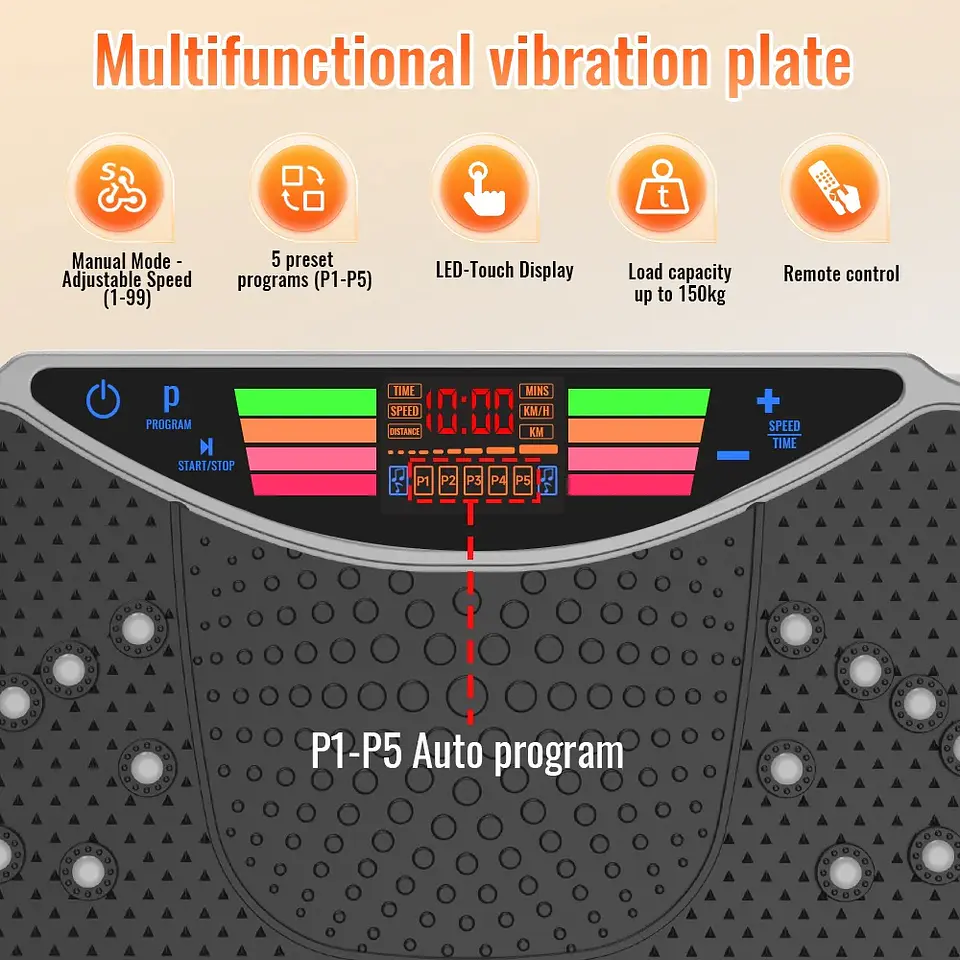 Plataforma de Vibração 99 Níveis | Motor Silencioso e Controlo Remoto para Fitness 5