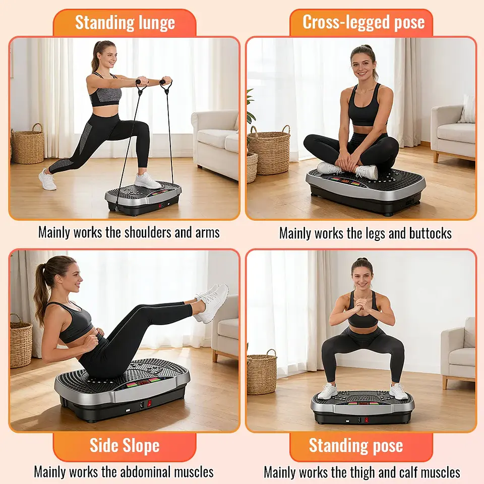Plataforma de Vibração 99 Níveis | Motor Silencioso e Controlo Remoto para Fitness 6
